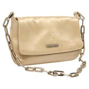 Authentic GUCCI Chain Shoulder Bag Satin Gold 007 1705 2033